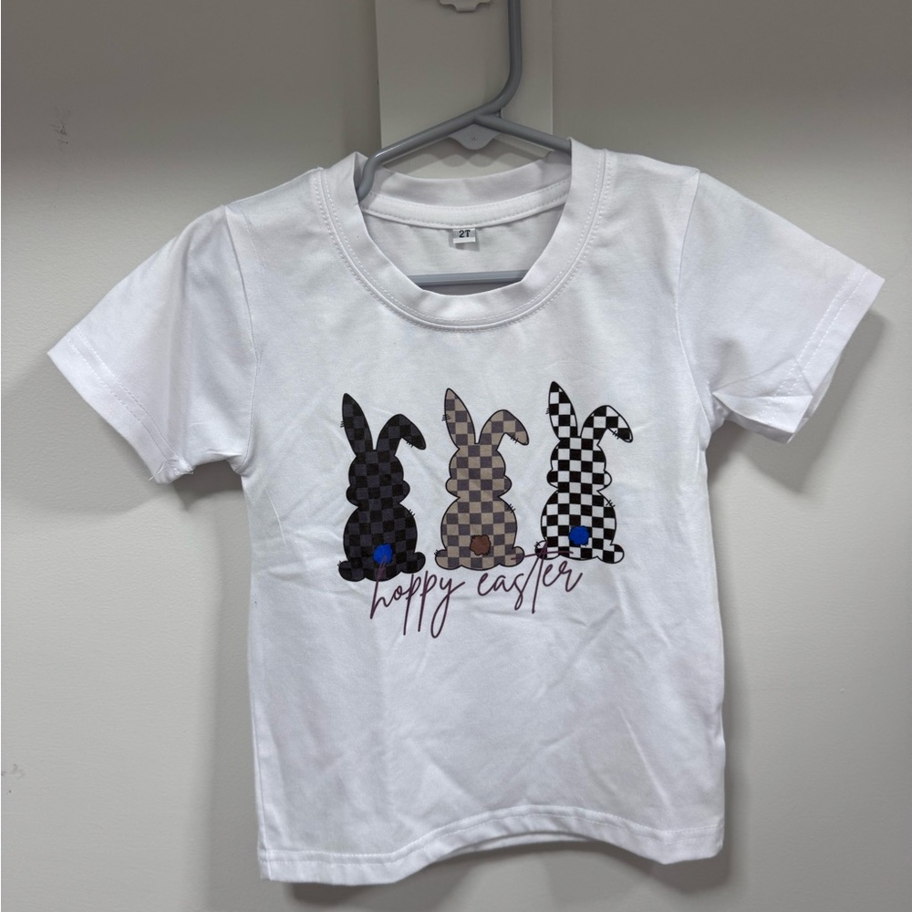 Kids White Hoppy Easter Bunny T-Shirt
